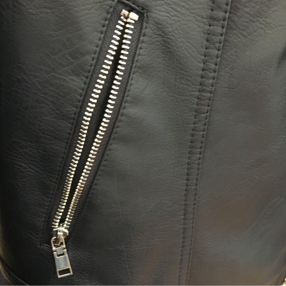 Tommy Hilfiger Leather Biker Jacket Navy Blue Size Medium - Picture 8 of 15